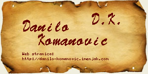 Danilo Komanović vizit kartica
